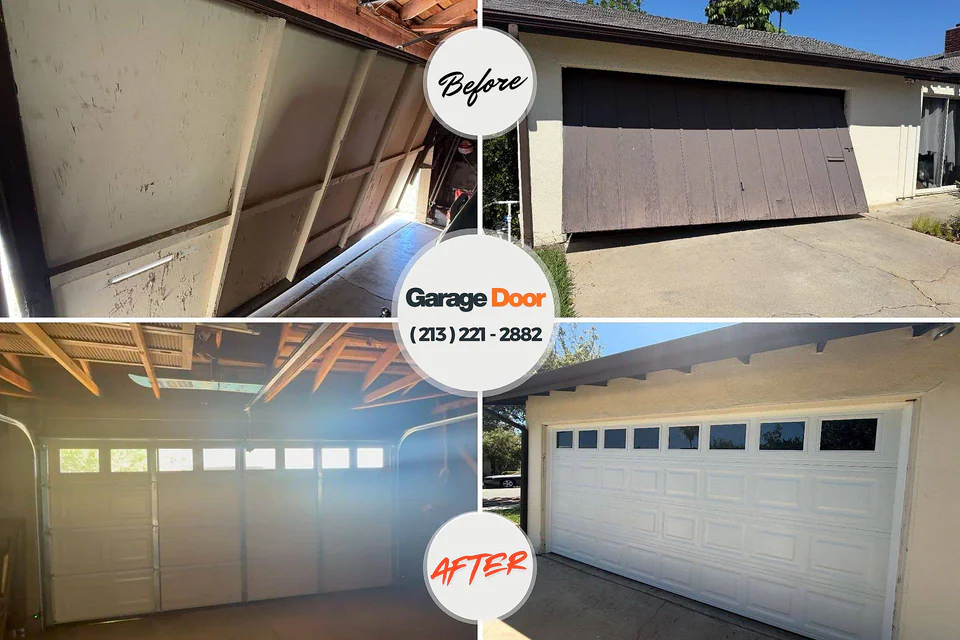 Before and after: garage door installation Citrus City, TX